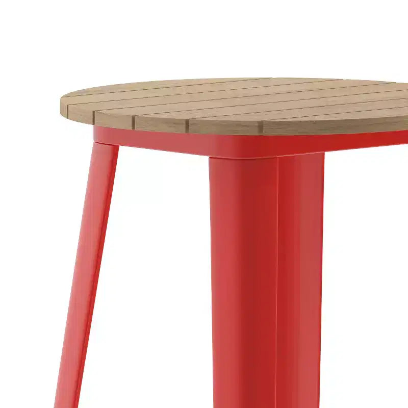 Tavolo alto da bar Merrick Lane per interni/esterni, top rotondo in poliresina per tutte le stagioni da 23,75" con base in acciaio
