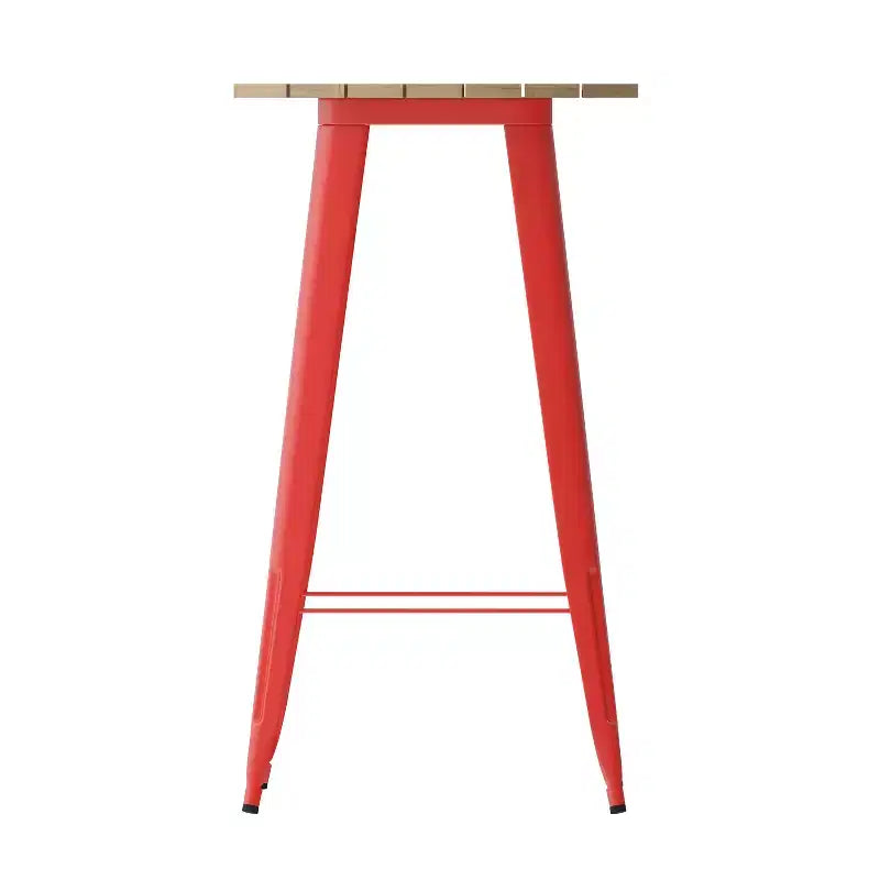 Tavolo alto da bar Merrick Lane per interni/esterni, top rotondo in poliresina per tutte le stagioni da 23,75" con base in acciaio