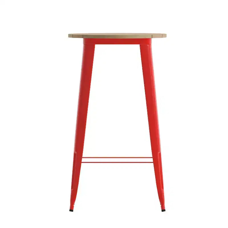Tavolo alto da bar Merrick Lane per interni/esterni, top rotondo in poliresina per tutte le stagioni da 23,75" con base in acciaio