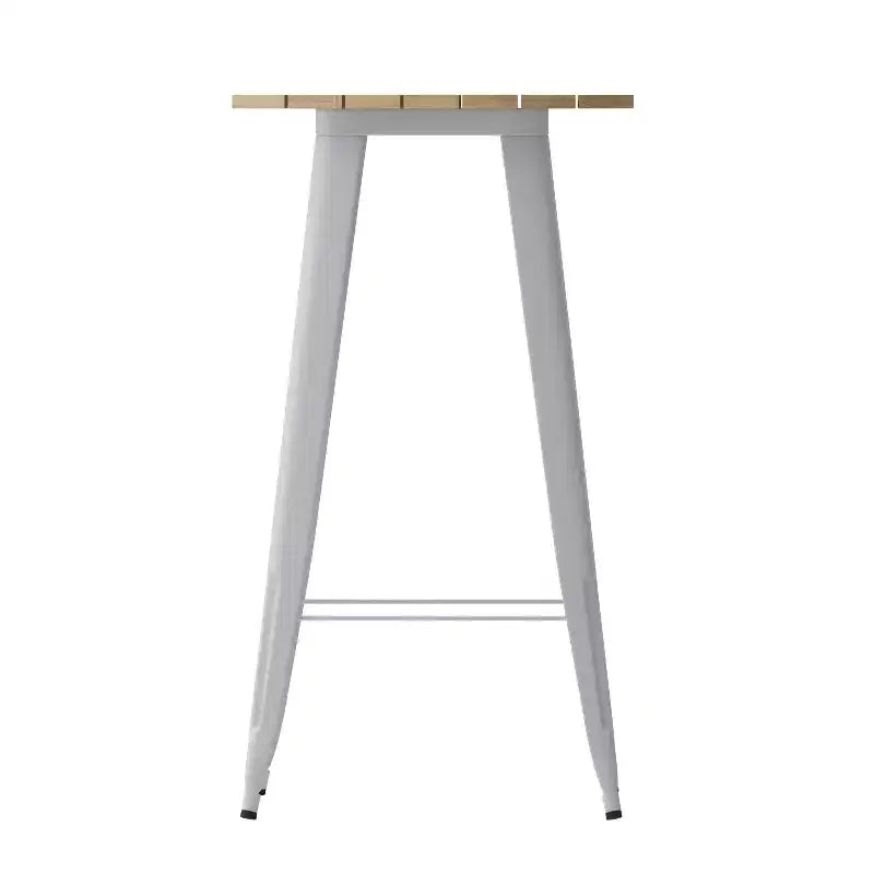 Tavolo alto da bar Merrick Lane per interni/esterni, top rotondo in poliresina per tutte le stagioni da 23,75" con base in acciaio