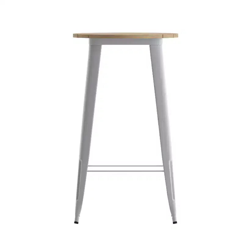 Tavolo alto da bar Merrick Lane per interni/esterni, top rotondo in poliresina per tutte le stagioni da 23,75" con base in acciaio
