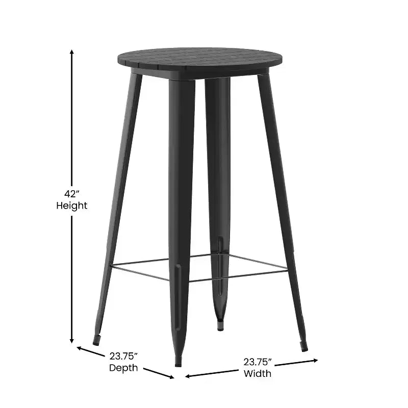 Tavolo alto da bar Merrick Lane per interni/esterni, top rotondo in poliresina per tutte le stagioni da 23,75" con base in acciaio