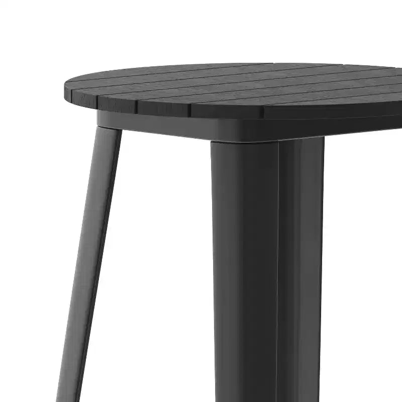 Tavolo alto da bar Merrick Lane per interni/esterni, top rotondo in poliresina per tutte le stagioni da 23,75" con base in acciaio