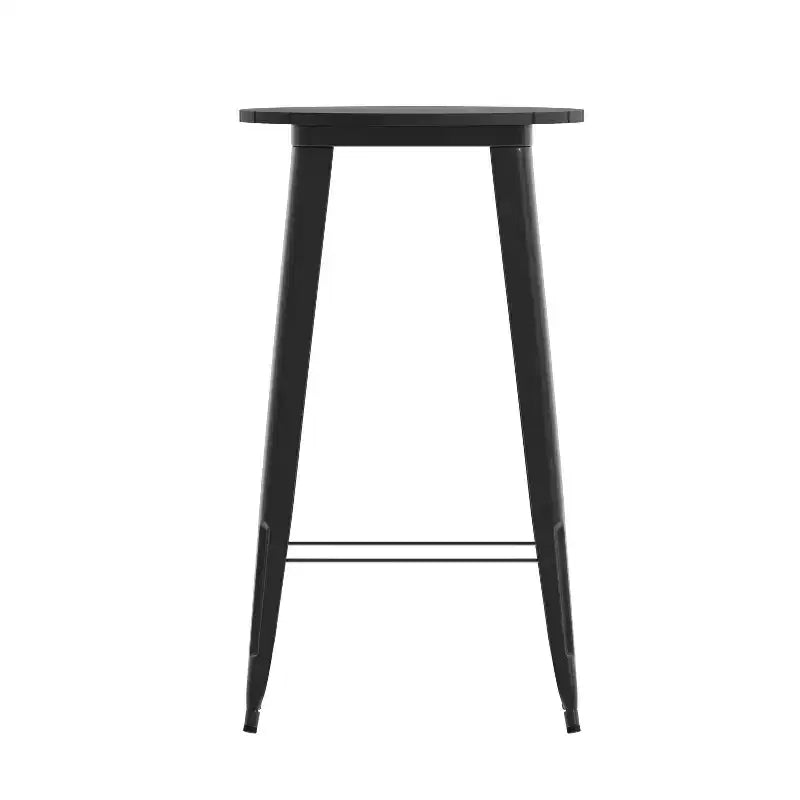 Tavolo alto da bar Merrick Lane per interni/esterni, top rotondo in poliresina per tutte le stagioni da 23,75" con base in acciaio