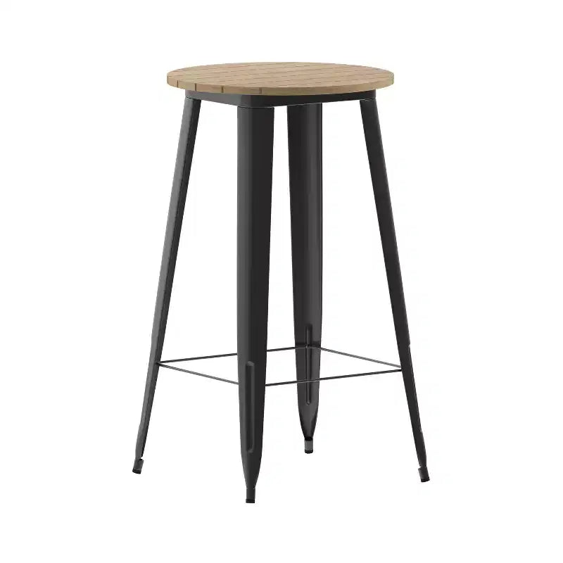 Merrick Lane Indoor/Outdoor Bar Top Table, 23.75 Round All Weather Poly Resin Top with Steel base
