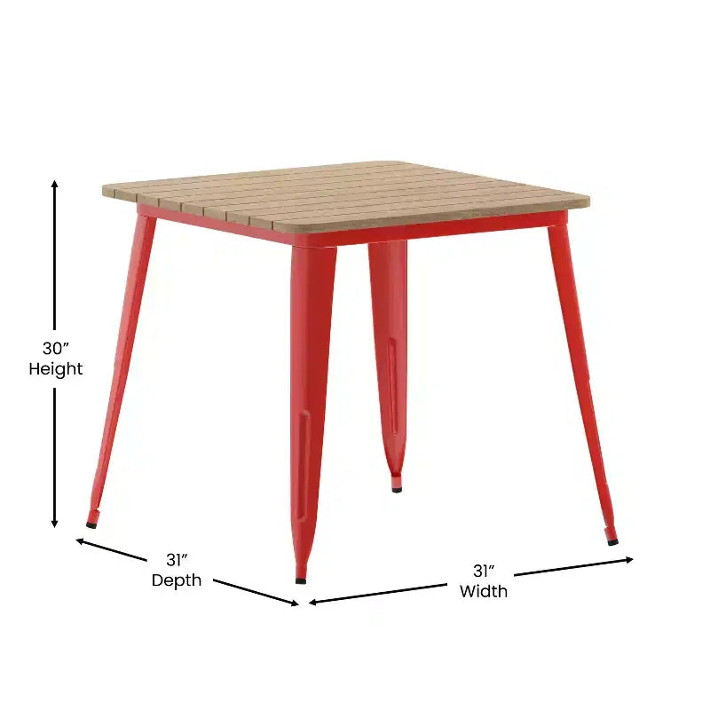 Tavolo da pranzo Merrick Lane per interni/esterni, quadrato da 80 cm con piano in poliresina resistente alle intemperie e base in acciaio
