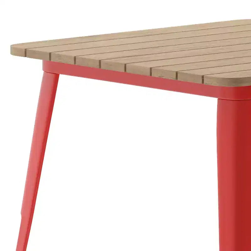 Tavolo da pranzo Merrick Lane per interni/esterni, quadrato da 80 cm con piano in poliresina resistente alle intemperie e base in acciaio