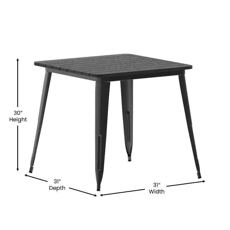 Tavolo da pranzo Merrick Lane per interni/esterni, quadrato da 80 cm con piano in poliresina resistente alle intemperie e base in acciaio
