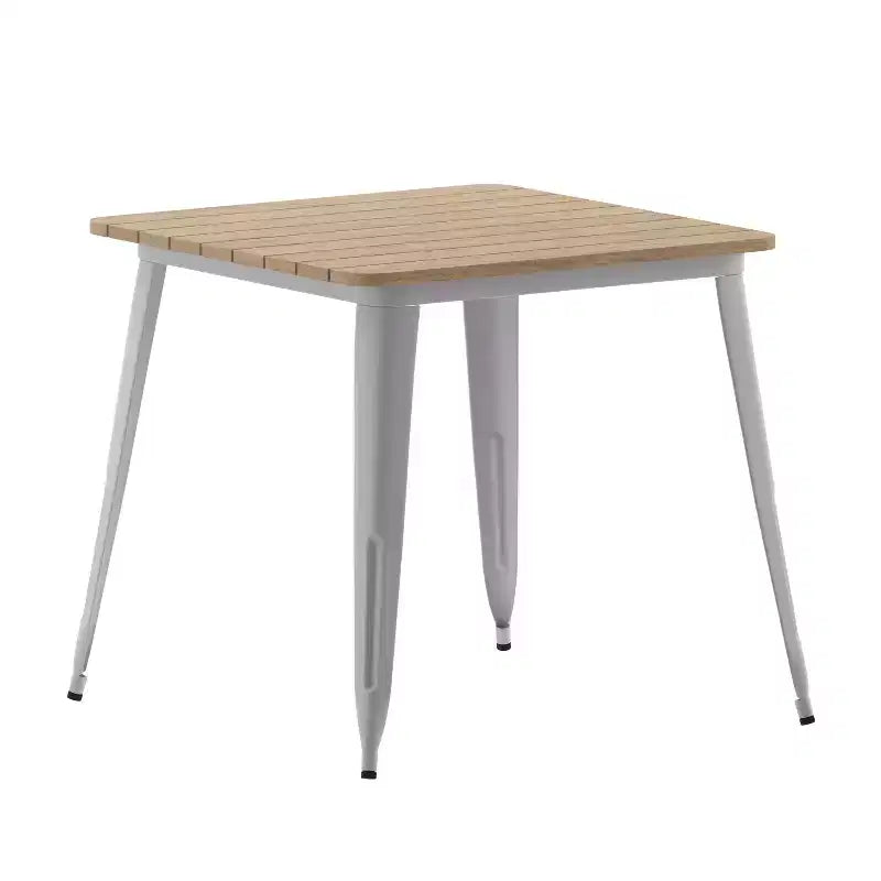 Tavolo da pranzo Merrick Lane per interni/esterni, quadrato da 80 cm con piano in poliresina resistente alle intemperie e base in acciaio