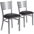 Emma and Oliver 2 Pack Silver Slat Back Metal Restaurant Chair