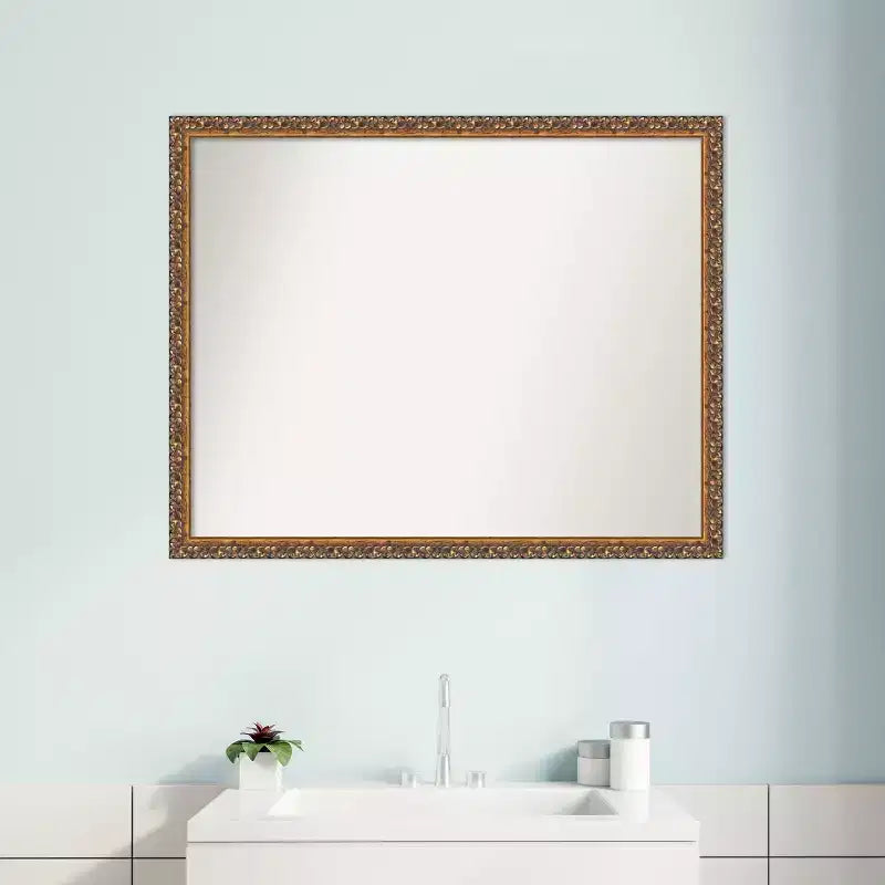 Specchio da parete in bronzo anticato Amanti Art, non smussato, per bagno