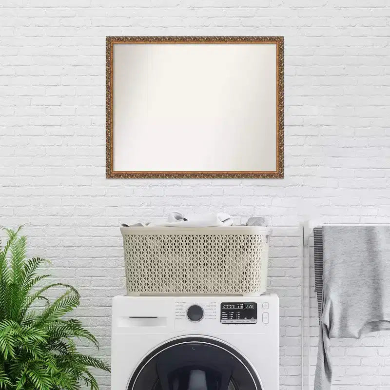 Specchio da parete in bronzo anticato Amanti Art, non smussato, per bagno