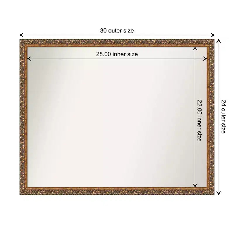 Specchio da parete in bronzo anticato Amanti Art, non smussato, per bagno