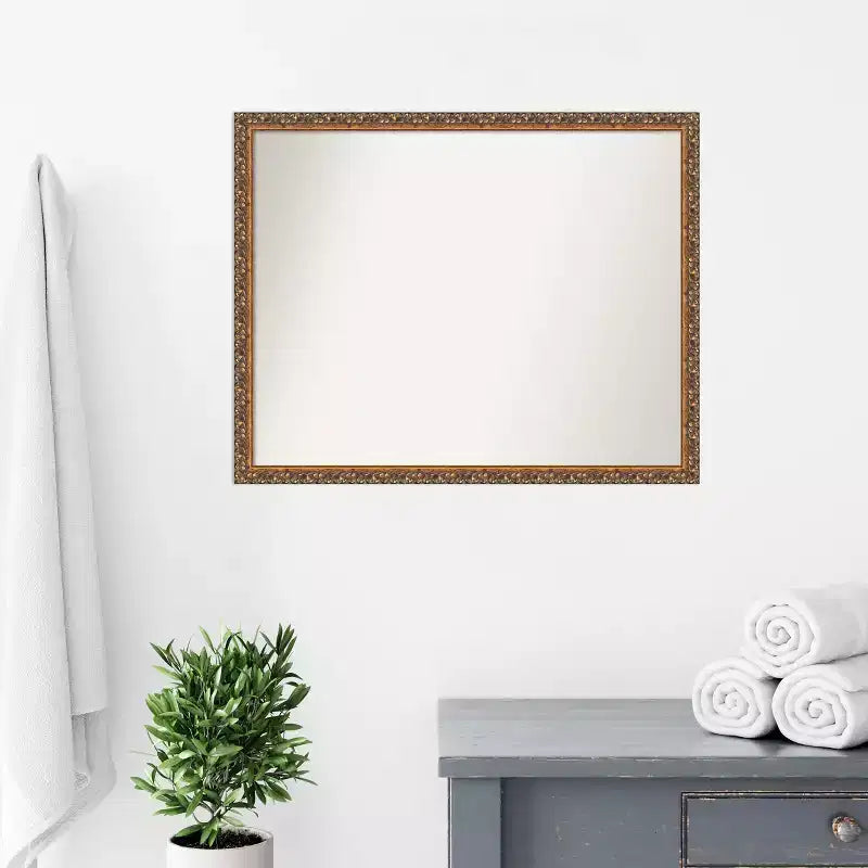 Specchio da parete in bronzo anticato Amanti Art, non smussato, per bagno