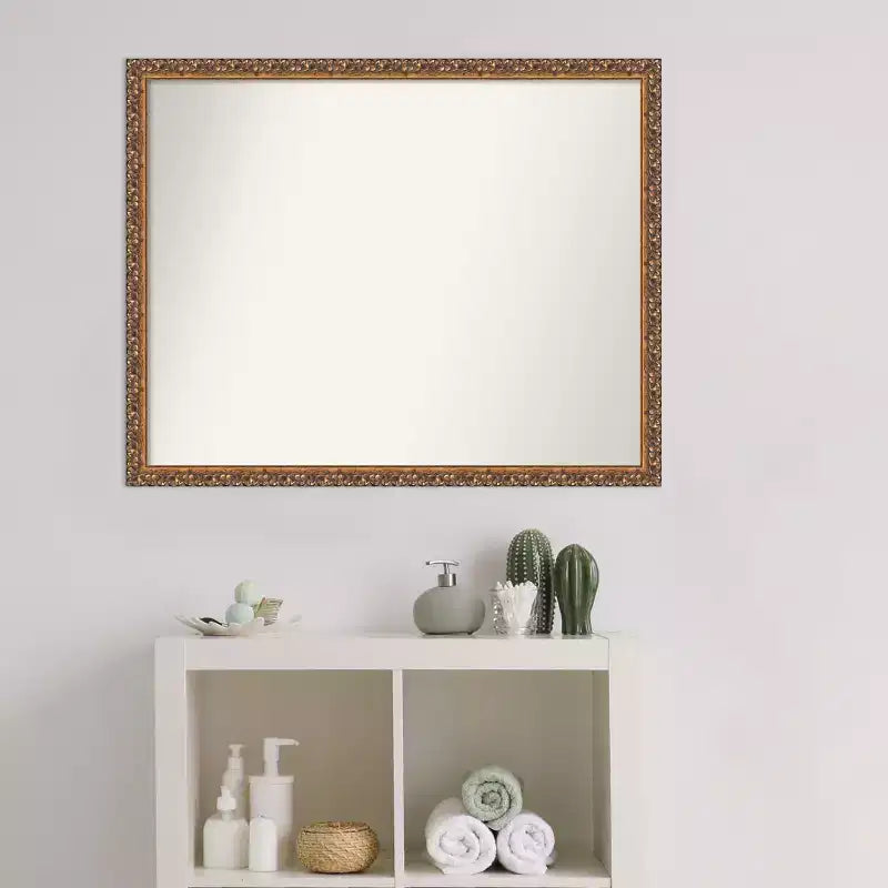 Specchio da parete in bronzo anticato Amanti Art, non smussato, per bagno