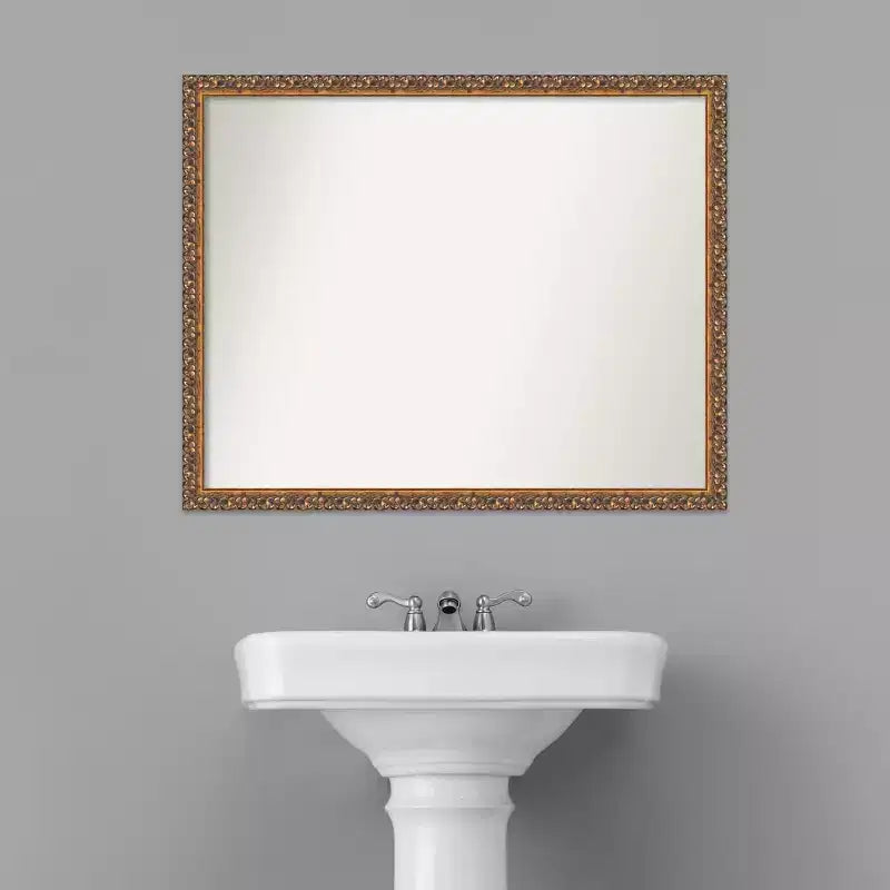 Specchio da parete in bronzo anticato Amanti Art, non smussato, per bagno