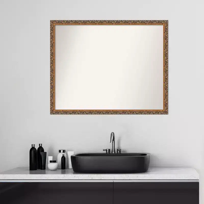 Specchio da parete in bronzo anticato Amanti Art, non smussato, per bagno