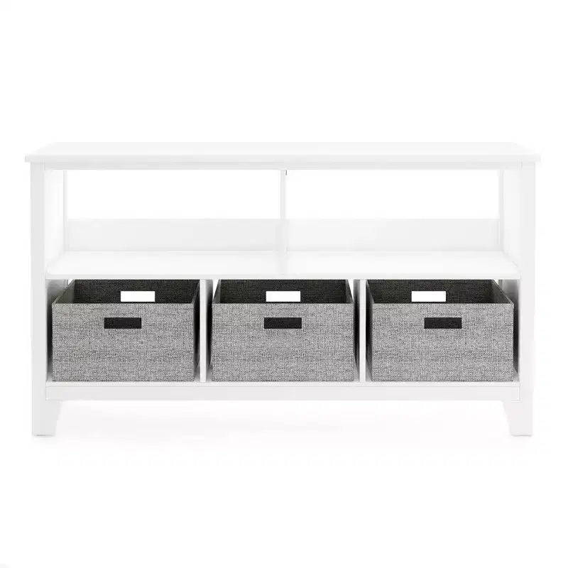 Libreria bassa per bambini Martha Stewart: libreria per bambini in legno da 60 cm, organizer per libri e giocattoli con contenitori in tessuto