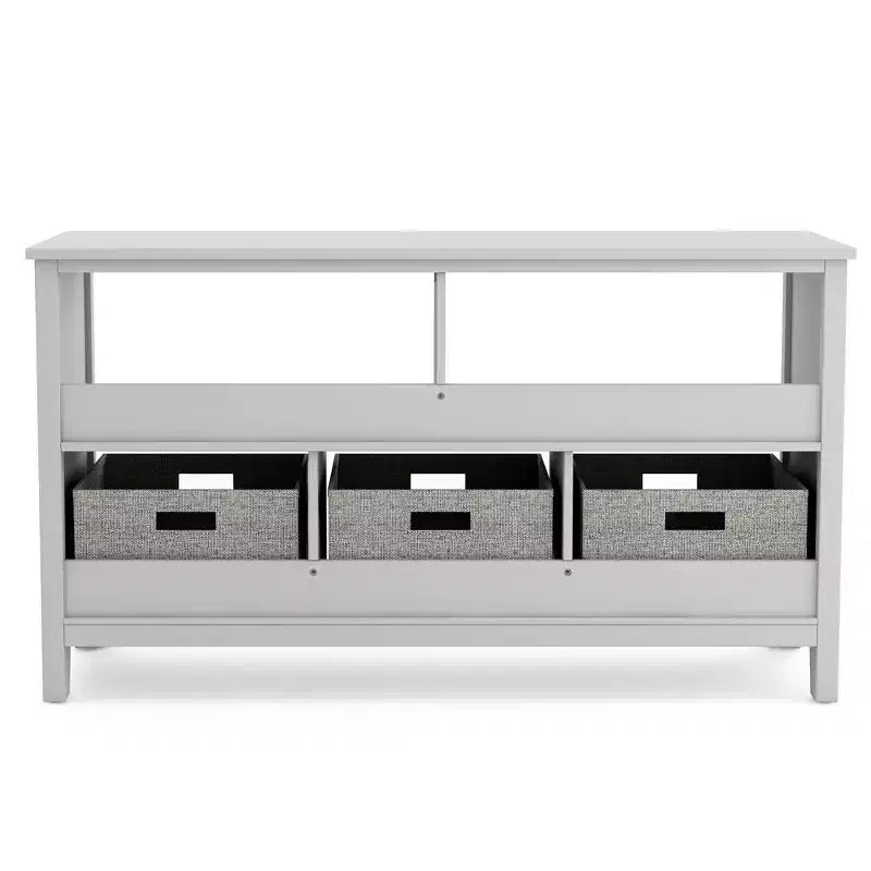 Libreria bassa per bambini Martha Stewart: libreria per bambini in legno da 60 cm, organizer per libri e giocattoli con contenitori in tessuto