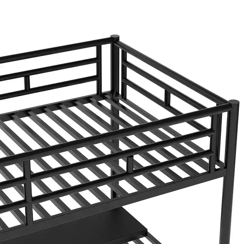 Letto a soppalco singolo in metallo con scrivania, nero - ModernLuxe
