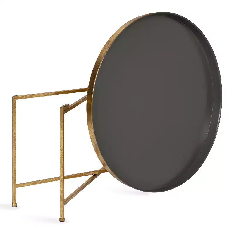 Tavolino rotondo in metallo Kate and Laurel Celia, 28,25x28,25x19, grigio e oro