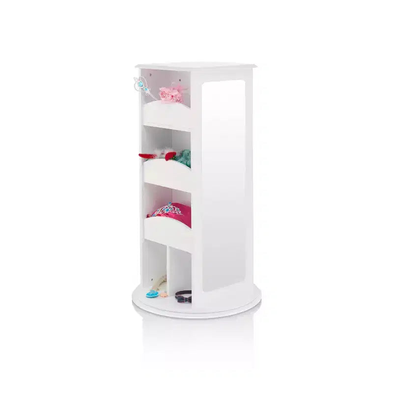 Guidecraft Centro di stoccaggio girevole per vestiti per bambini: stendino, organizzatore per armadietto per sala giochi e camera da letto con specchi e ripiani