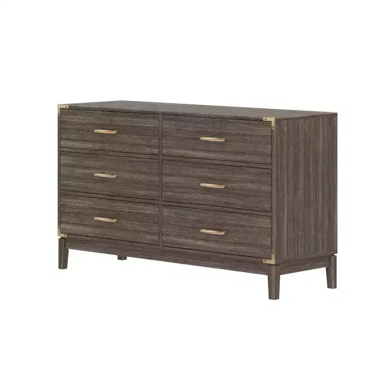 Comò a 6 cassetti in legno massello Plank+Beam in stile contemporaneo