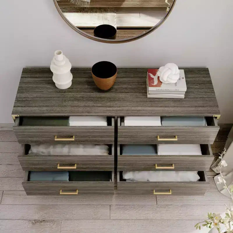 Comò a 6 cassetti in legno massello Plank+Beam in stile contemporaneo