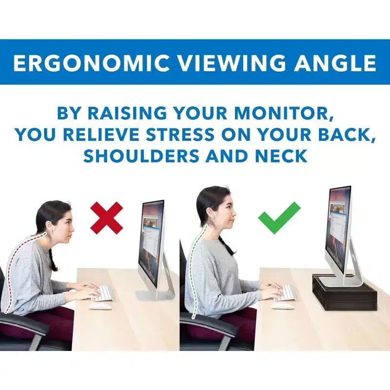 Mount-It! Supporto per monitor da computer con cassetti, Rialzo e organizer in rete metallica per laptop e computer, organizer da scrivania con due cassetti estraibili