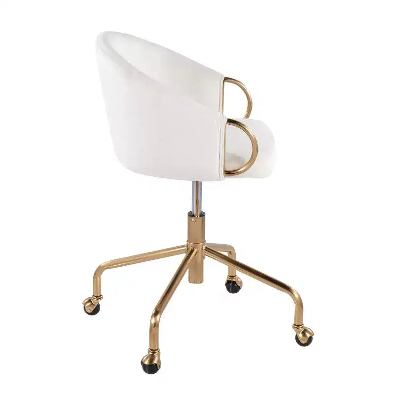 Sedia da ufficio in velluto nero/crema/argento, girevole, a seduta singola