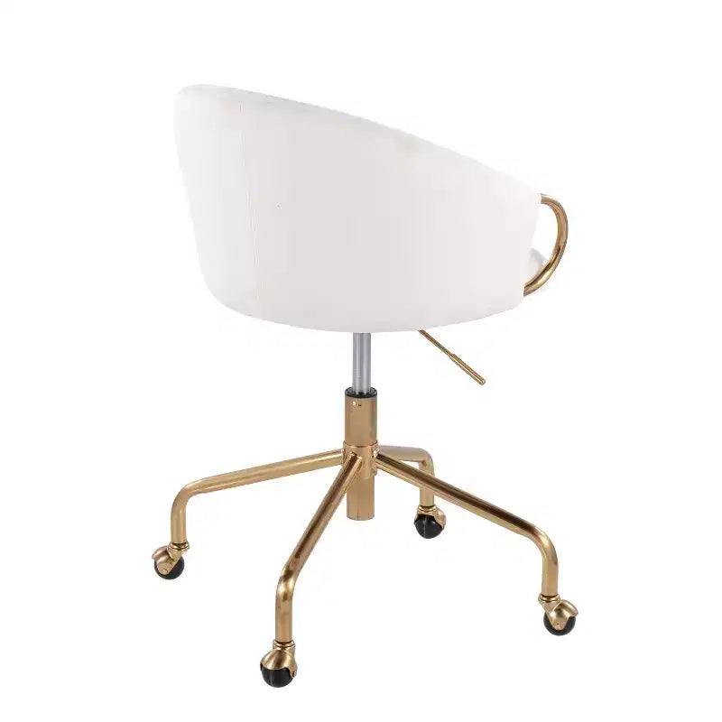 Sedia da ufficio in velluto nero/crema/argento, girevole, a seduta singola