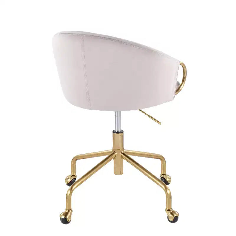 Sedia da ufficio in velluto nero/crema/argento, girevole, a seduta singola