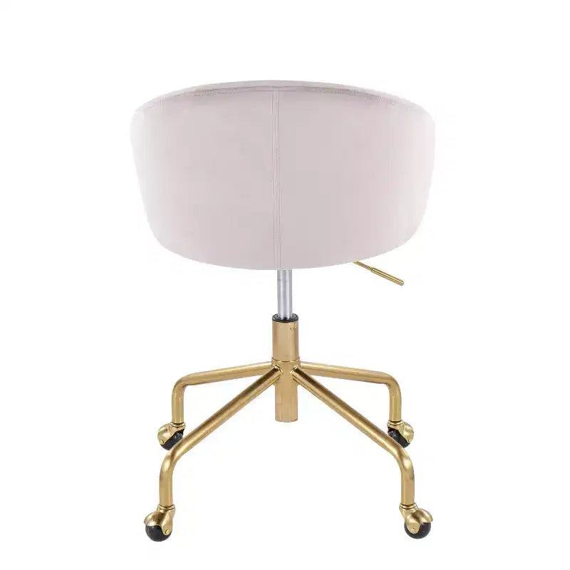 Sedia da ufficio in velluto nero/crema/argento, girevole, a seduta singola