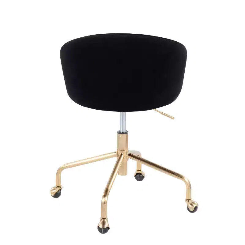 Sedia da ufficio in velluto nero/crema/argento, girevole, a seduta singola