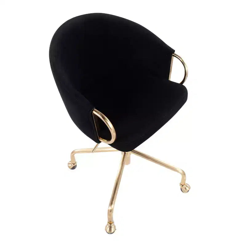 Sedia da ufficio in velluto nero/crema/argento, girevole, a seduta singola