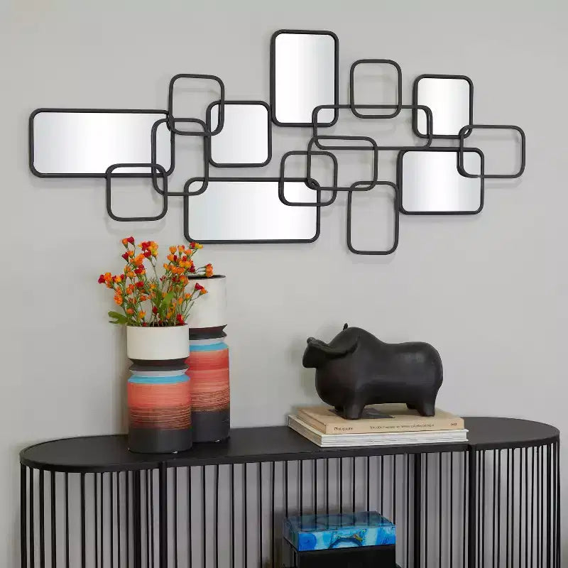 Metal Geometric Wall Mirror Black - CosmoLiving by Cosmopolitan
