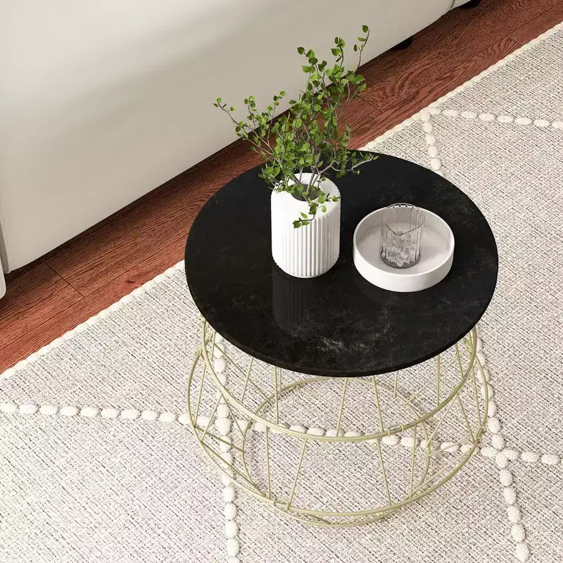 Tavolino Rotondo da Caffè/Divano/Comodino Costway con Spazio Contenitore e Parte Superiore Rimovibile