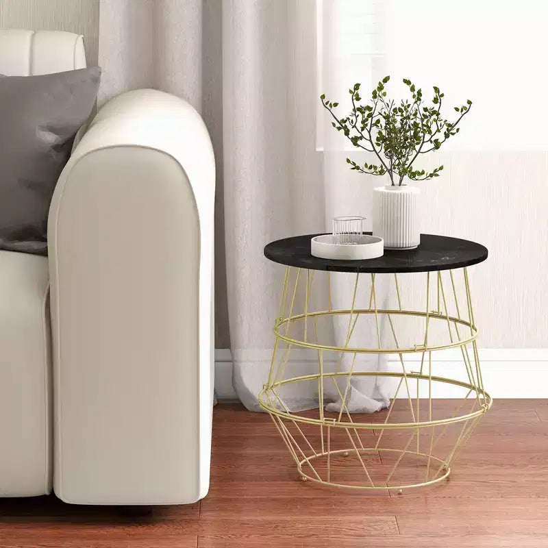Tavolino Rotondo da Caffè/Divano/Comodino Costway con Spazio Contenitore e Parte Superiore Rimovibile