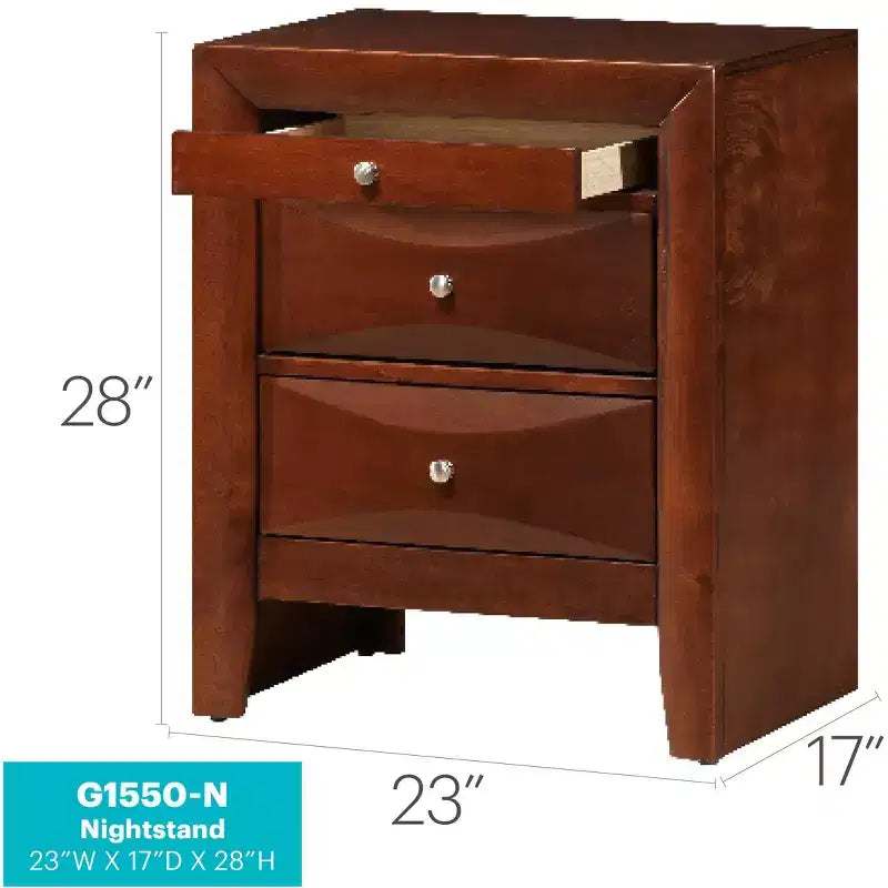 Comodino Marilla a 3 cassetti di Passion Furniture (71 cm A x 58 cm L x 43 cm P)