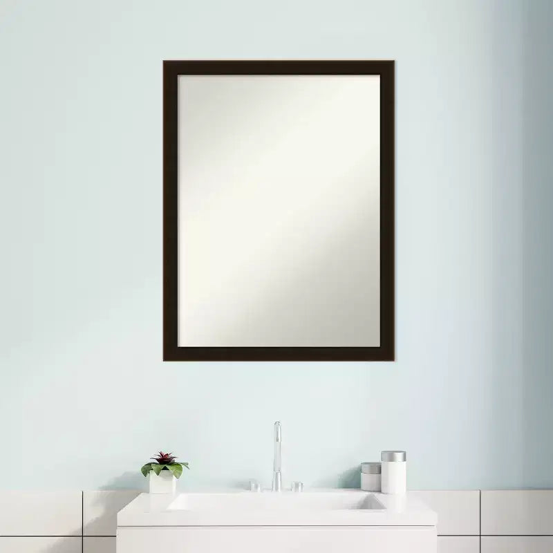 Specchio da parete per bagno Amanti Art Espresso Brown in legno senza smusso