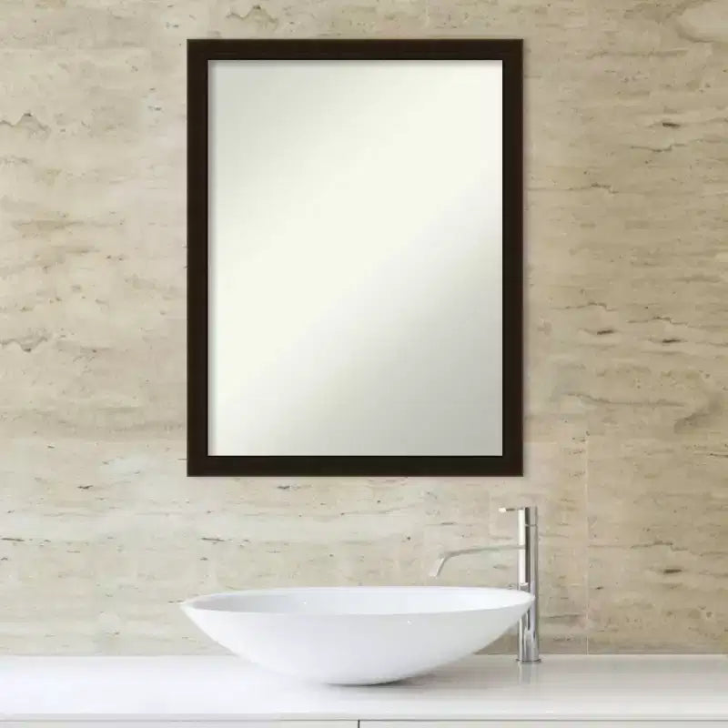 Specchio da parete per bagno Amanti Art Espresso Brown in legno senza smusso