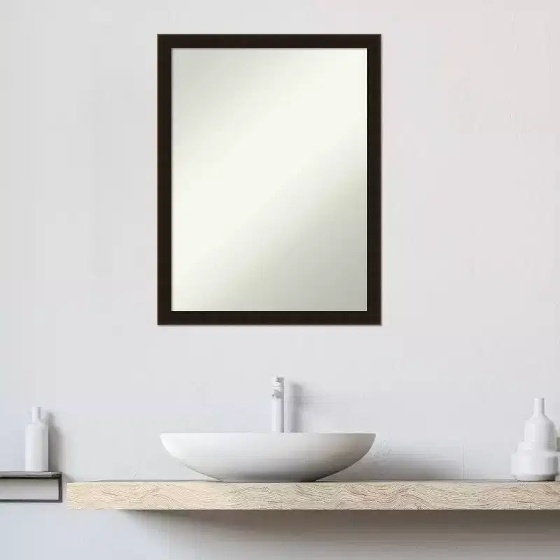 Specchio da parete per bagno Amanti Art Espresso Brown in legno senza smusso