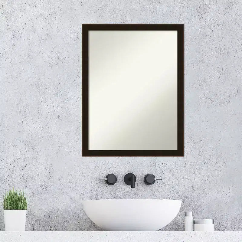 Specchio da parete per bagno Amanti Art Espresso Brown in legno senza smusso