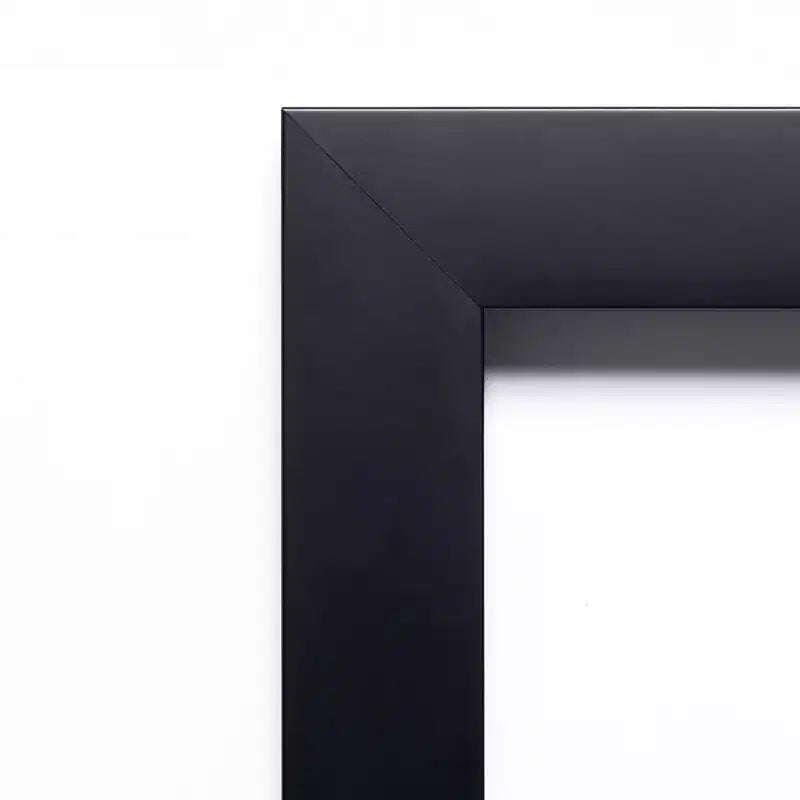 Specchio da Parete con Cornice in Legno Nero Opaco – Senza Smussatura, Singolo