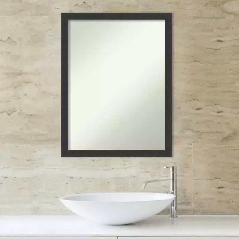 Specchio da Parete con Cornice in Legno Nero Opaco – Senza Smussatura, Singolo