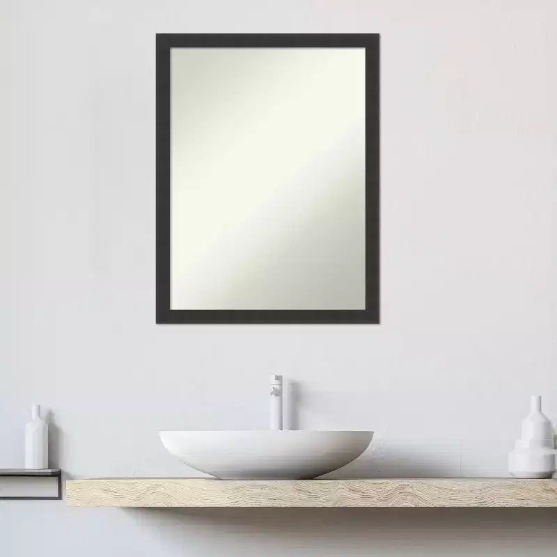 Specchio da Parete con Cornice in Legno Nero Opaco – Senza Smussatura, Singolo