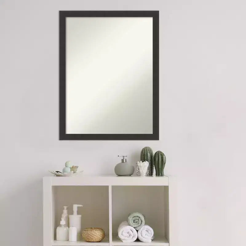 Specchio da Parete con Cornice in Legno Nero Opaco – Senza Smussatura, Singolo