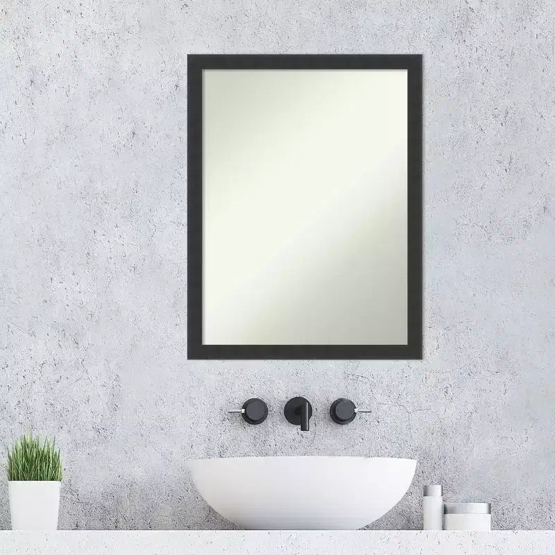Specchio da Parete con Cornice in Legno Nero Opaco – Senza Smussatura, Singolo