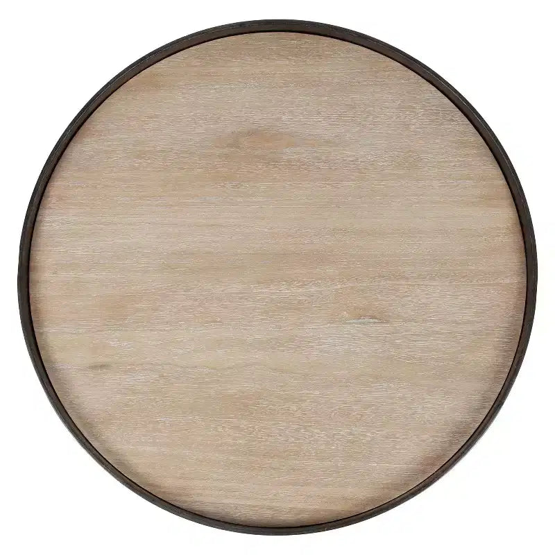 Tavolino rotondo in metallo e legno bronzo/naturale, 1 persona