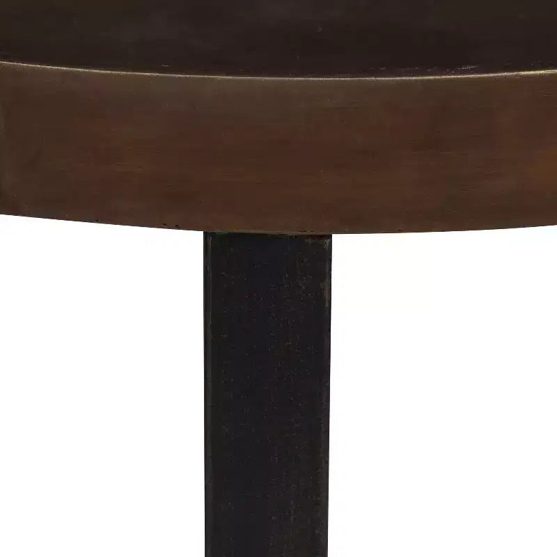 Tavolino rotondo in metallo e legno bronzo/naturale, 1 persona